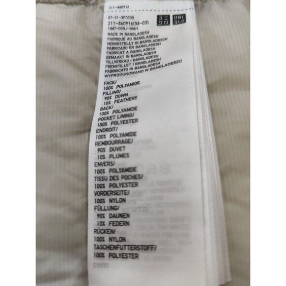 Uni Qlo Ultra Light Down Puffer Vest Womens Medium Ivory Cream Full Zip Pockets - Picture 12 of 16